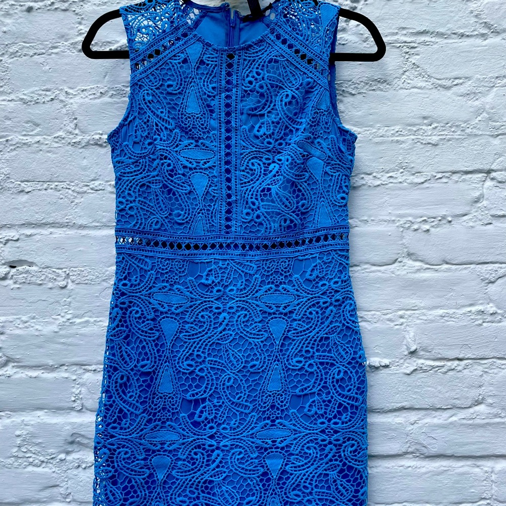 Vibrant blue lace aqua dress in an XS